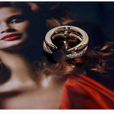 Larissa Bond tusk ring on a hand