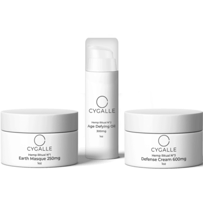 Cygalle white product set: bottle and two jars